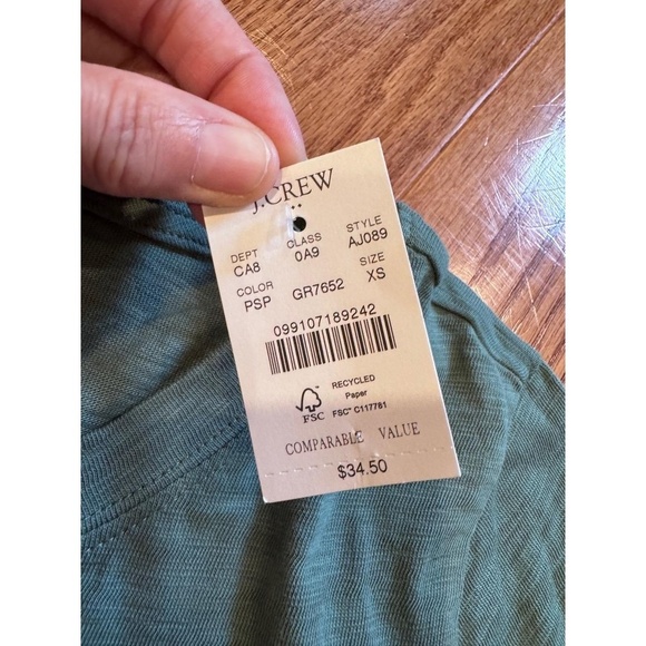 NWT J.Crew Preppy Green Short Sleeve Crew Neck Solid TShirt XS AJ089 - Picture 3 of 4